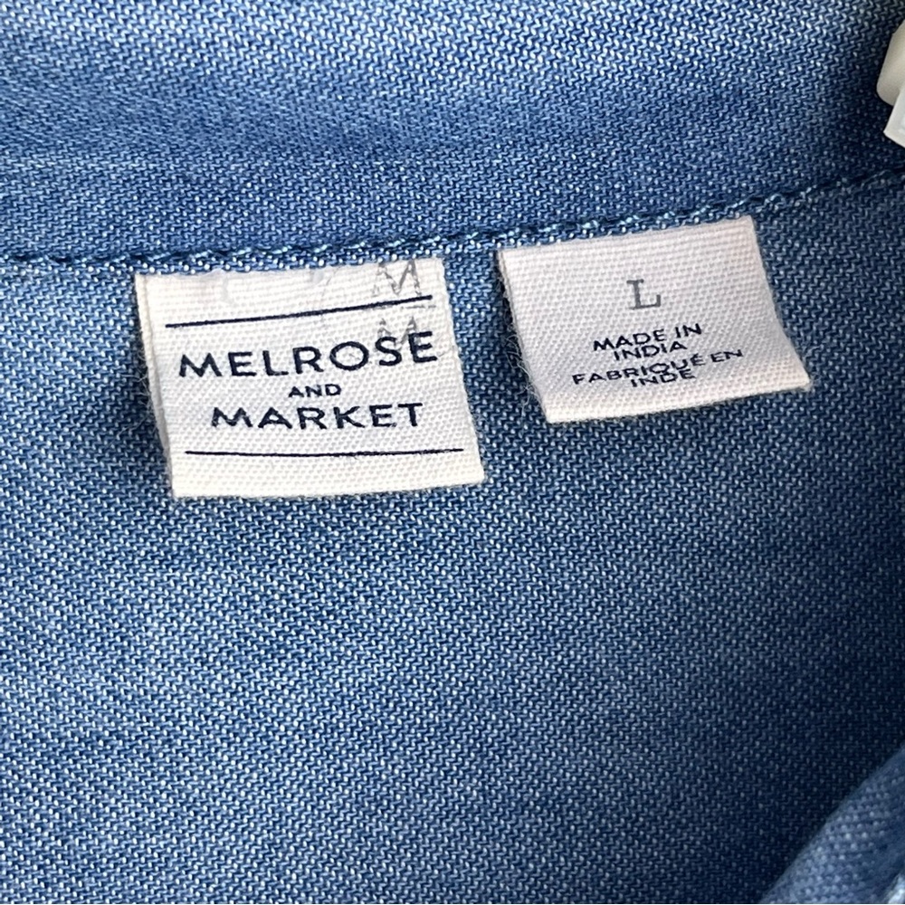 Melrose and Market Washed Denim Button-Up Shirt in Blue - Picture 5 of 9
